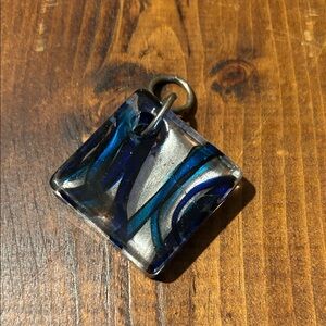 Blue and Black Dichroic Glass polished Pendant